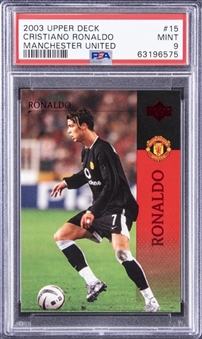 2003 Upper Deck Manchester United #15 Cristiano Ronaldo Rookie Card - PSA MINT 9
